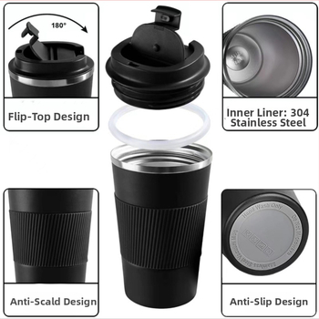 Κούπα καφέ με μόνωση για ταξίδια με καπάκι — στεγανοποίηση κατά διαρροής, κενού 0–6 ώρες; εσωτερικό 304 SS, εξωτερικό 201 SS; υψηλή χωρητικότητα