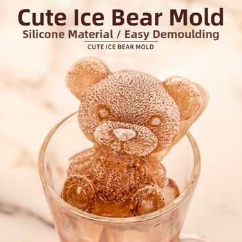Φόρμα πάγου σε σχήμα αρκούδας από σιλικόνη με καπάκι, τροφίμου ποιότητας, χωρητικότητα 100 ml, εύκολη αποδέσμευση