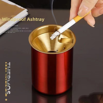 Nerūsējošā tērauda pepeljārs ar vāciņu – mājām un birojam, novērš pelnu izkliedi