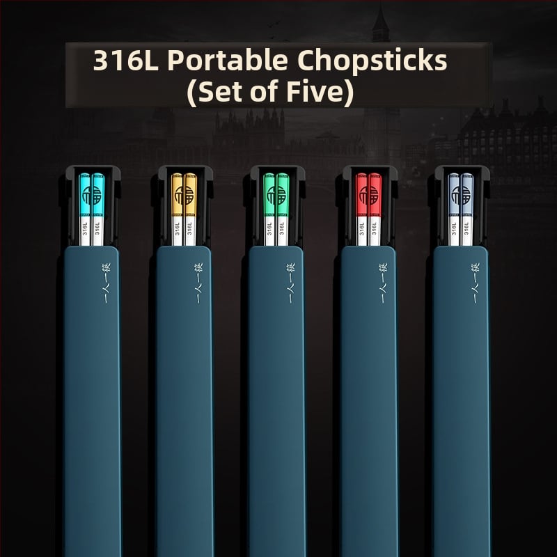 Chopsticks από ανοξείδωτο χάλυβα 316, φορητός σετ για ένα άτομο με θήκη αποθήκευσης