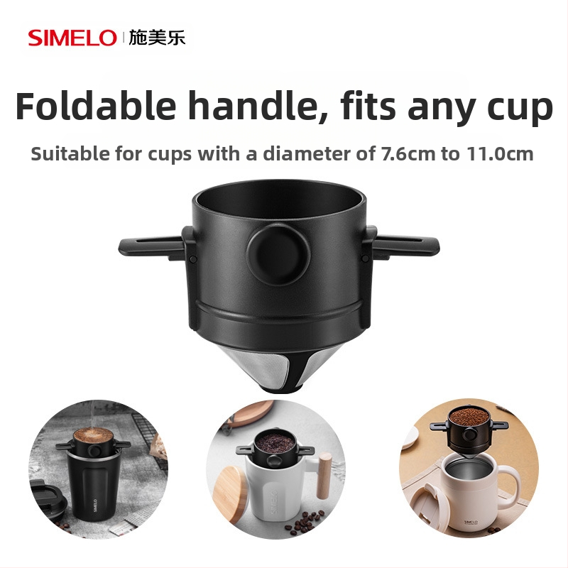 SIMELO pour-over kafijas filtrs no nerūsējošā tērauda 304, saliekams, mājas lietošanai