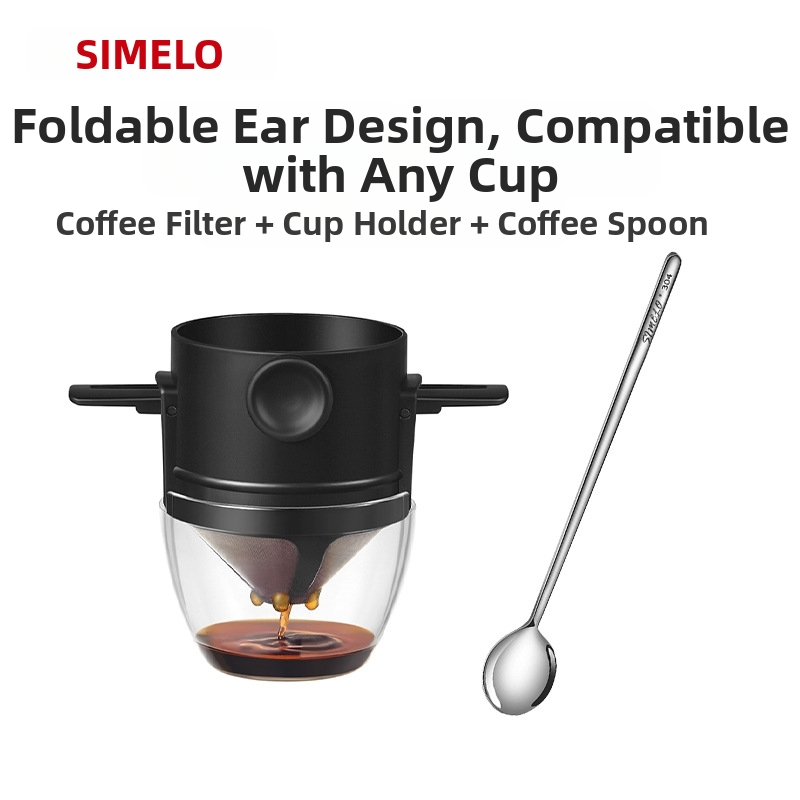 SIMELO pour-over kafijas filtrs no nerūsējošā tērauda 304, saliekams, mājas lietošanai