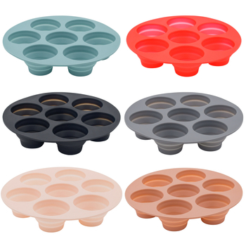 Φόρμα σιλικόνης με επτά οπές, πτυσσόμενη, στρογγυλή, φιλική προς τα τρόφιμα, για ψήσιμο