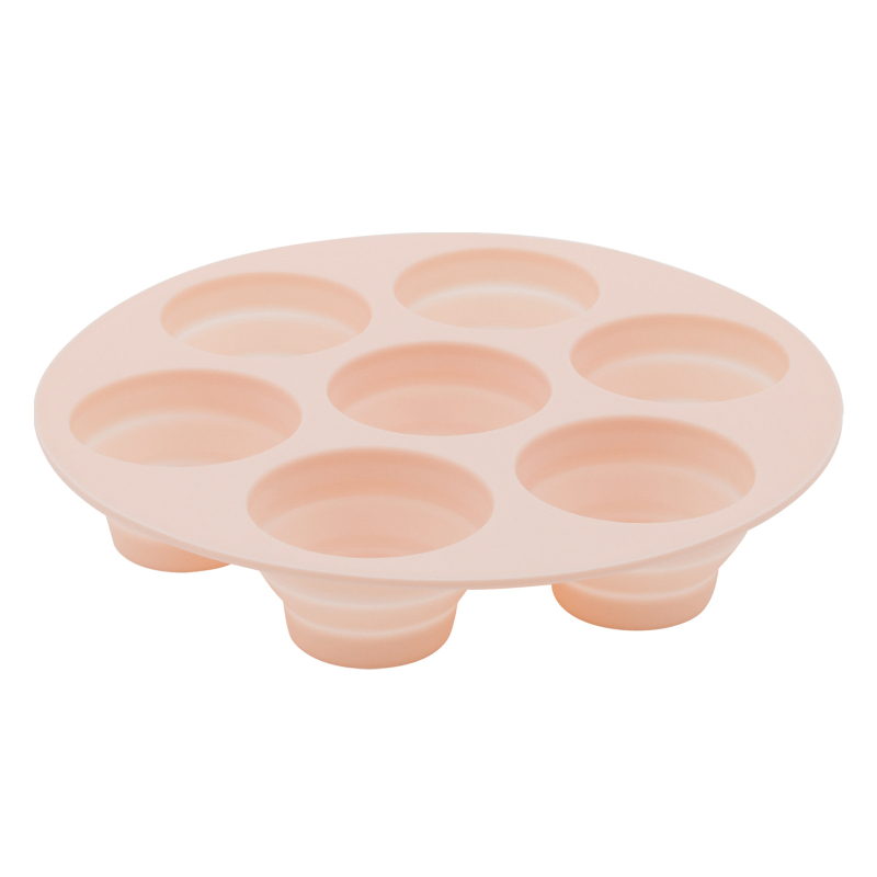 Formă de copt din silicon cu șapte găuri, pliabilă, rotundă, de calitate alimentară, pentru coacere