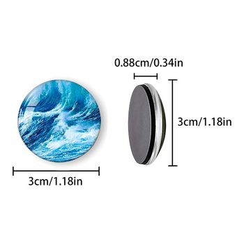 Γυάλινοι μαγνήτες ψυγείου, σετ 16 τεμαχίων – εξατομικευμένος σχεδιασμός με σκηνή κυμάτων της θάλασσας, μαλακός μαγνήτης