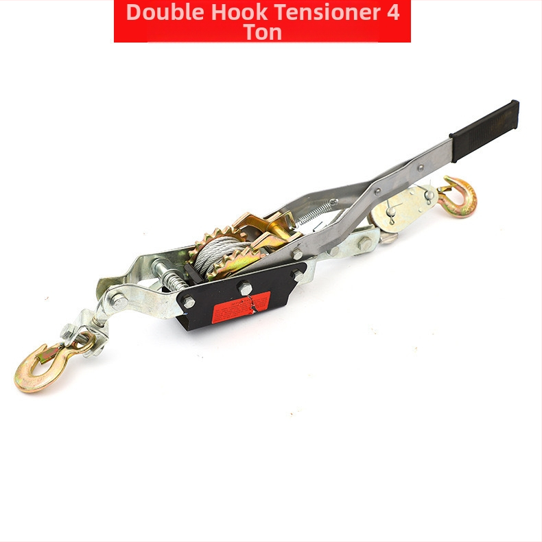 Напрегач за стоманено въже, ръчен, с двойни куки, капацитет 1–4 т, изработен от въглеродна стомана
