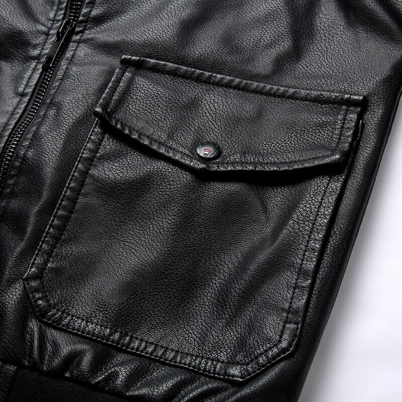 Ανδρικό PU δερμάτινο μπουφάν, με πέτο γιακά, φερμουάρ εμπρός, κοντή γραμμή, αθλητικό στυλ