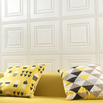 3D αυτοκόλλητο τοίχου, αυτοκόλλητος πυρήνας XPE, υφή ξύλου, τετράγωνο μοτίβο, φόντο σαλονιού