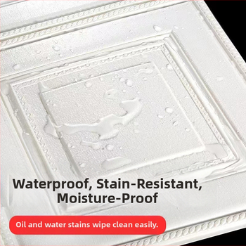 3D αυτοκόλλητο τοίχου, αυτοκόλλητος πυρήνας XPE, υφή ξύλου, τετράγωνο μοτίβο, φόντο σαλονιού