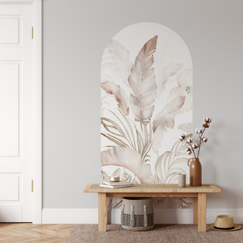 Αυτοκόλλητο τοίχου – Boho ρομαντικά άνθη με αψιδωτά στοιχεία τέχνης διακόσμησης, PVC, αδιάβροχο, μοντέρνο μινιμαλιστικό στυλ