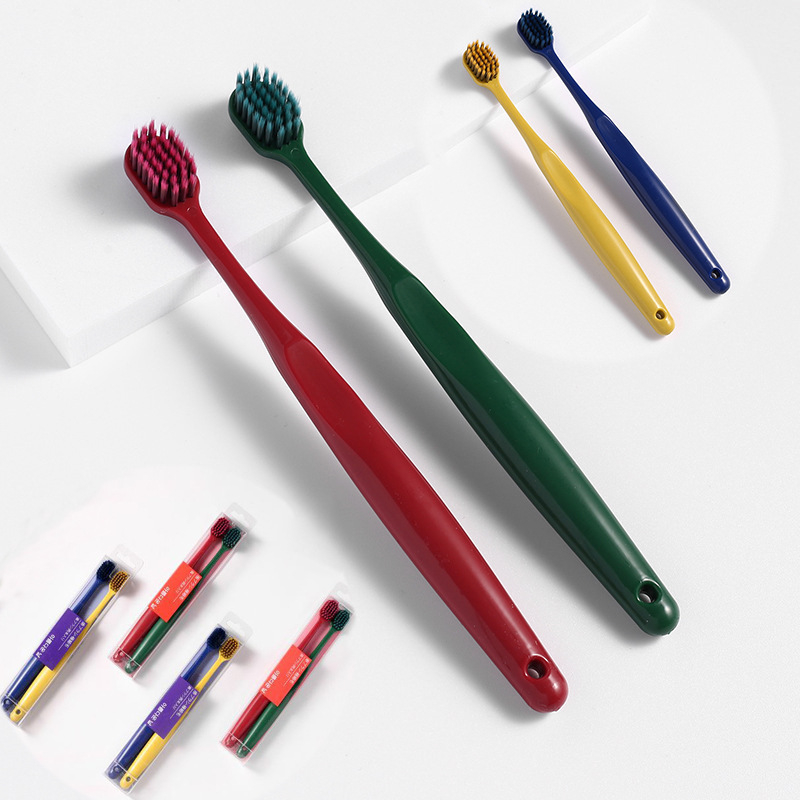 Σετ οδοντόβουρτσες για ζευγάρια με σχέδιο μακαρόν, 10 τεμάχια, μαλακές τρίχες από άνθρακα μπαμπού, χειροκίνητες οδοντόβουρτσες (μοντέλο MKLYS-001)