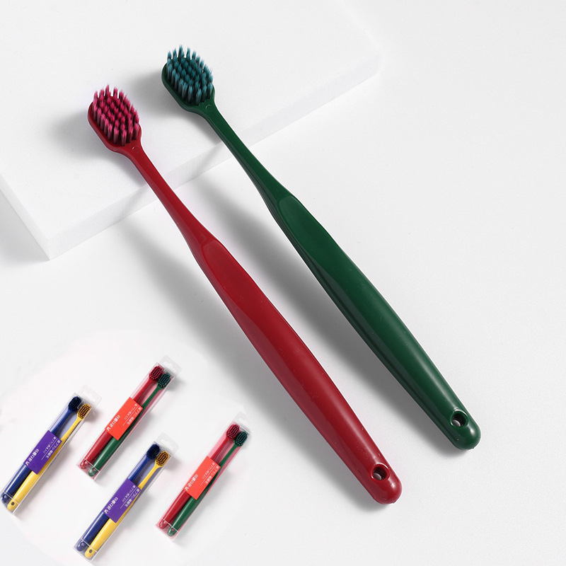 Σετ οδοντόβουρτσες για ζευγάρια με σχέδιο μακαρόν, 10 τεμάχια, μαλακές τρίχες από άνθρακα μπαμπού, χειροκίνητες οδοντόβουρτσες (μοντέλο MKLYS-001)