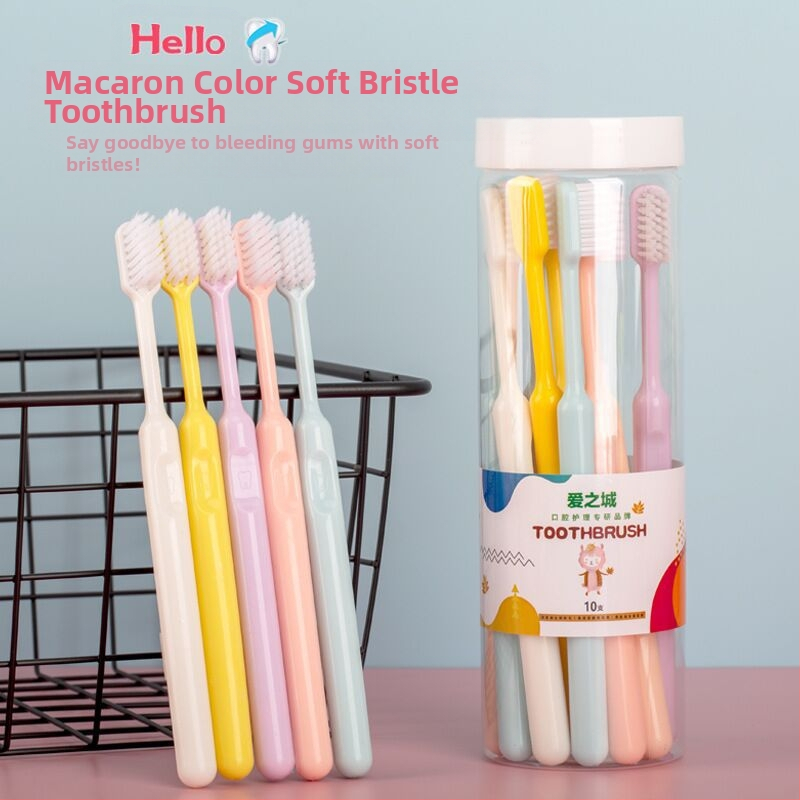 GOGOMGL Pieaugušo zobu birstu komplekts – Mīkstās šķiedras, 10 gab., Manuālā zobu birste