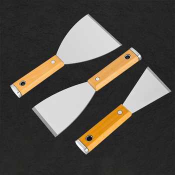Шпакловъчен нож, японски стил, дебел лез от неръждаема стомана, дръжка от бук, тип плосък нож, за домашно декориране и почистване на пода