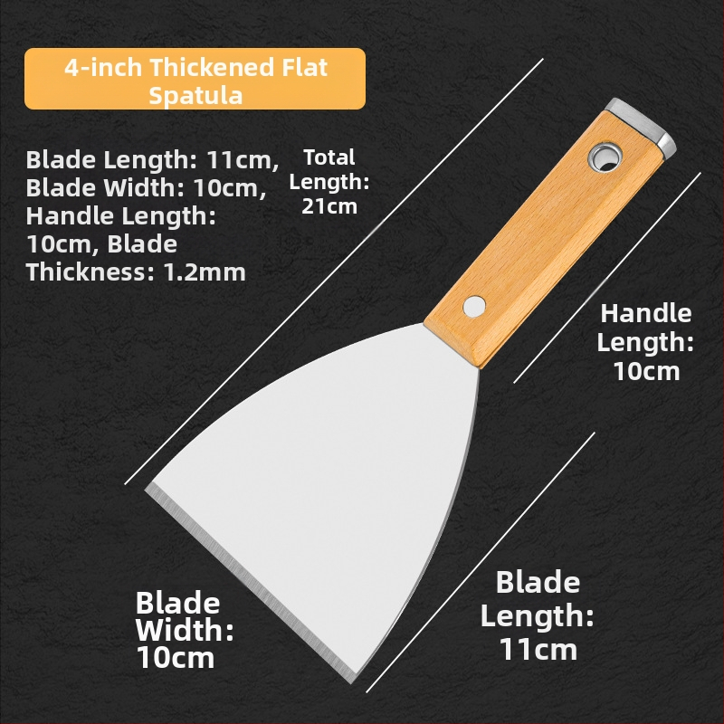 Шпакловъчен нож, японски стил, дебел лез от неръждаема стомана, дръжка от бук, тип плосък нож, за домашно декориране и почистване на пода
