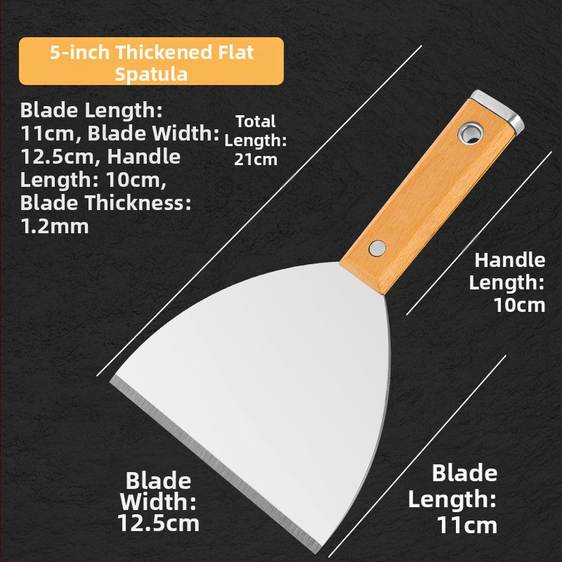 Шпакловъчен нож, японски стил, дебел лез от неръждаема стомана, дръжка от бук, тип плосък нож, за домашно декориране и почистване на пода