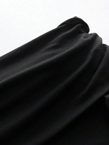 Φόρεμα με γιακά γραμμής, υψηλή μέση, Α-γραμμής πλισέ φούστα, κοντά μανίκια, ύφασμα πολυεστερ-ελαστάν