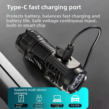 Three-eyed Monster фенер - ръчно задвижване, 2000mAh, 3.7V, LED + крушка, 2 ч работа, обхват 100–200 м