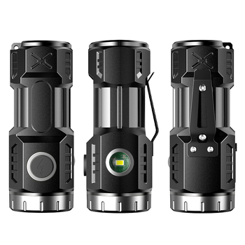 TANJE ABS LED φακός με ενσωματωμένη μπαταρία λιθίου 14500, φόρτιση Type-C, περιστροφή 360°, εμβέλεια 200–500 m