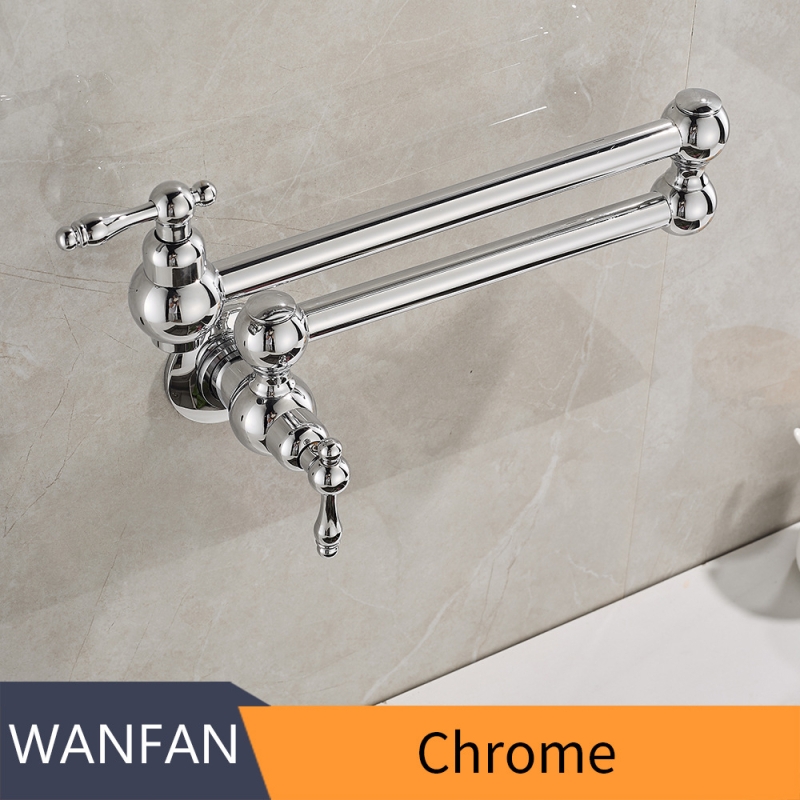 Robinet de bucătărie din cupru, montat pe perete, design pliabil, apă rece, rotație la 360°, cartuș ceramic, diametrul șeii ventilului 25 mm