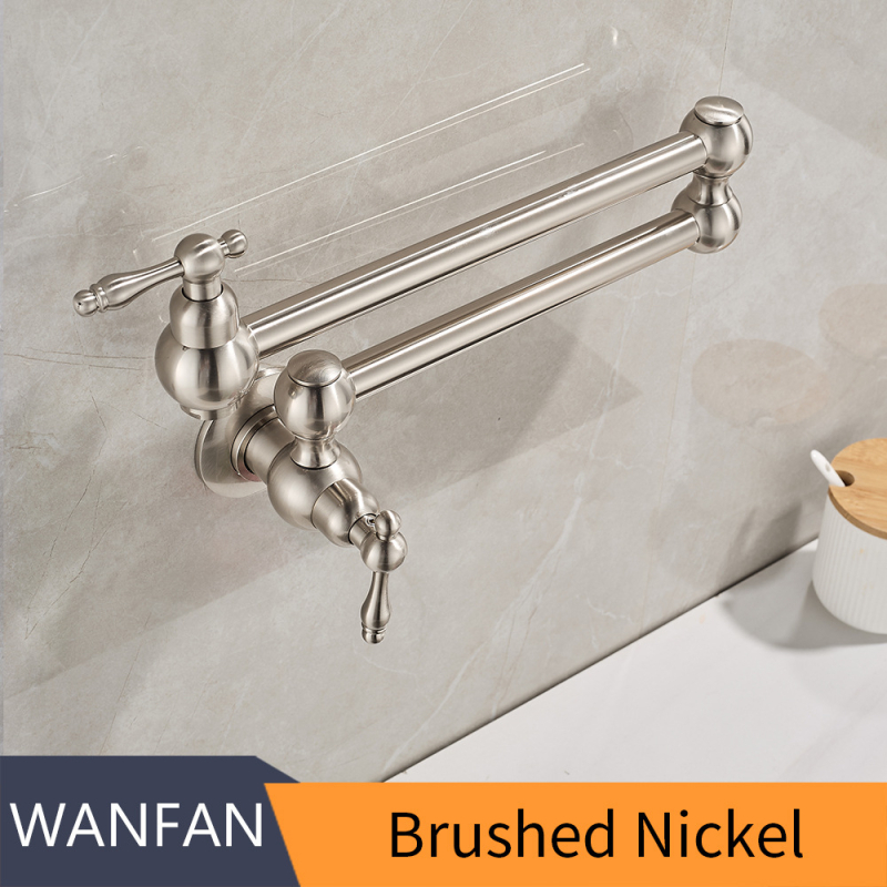 Robinet de bucătărie din cupru, montat pe perete, design pliabil, apă rece, rotație la 360°, cartuș ceramic, diametrul șeii ventilului 25 mm