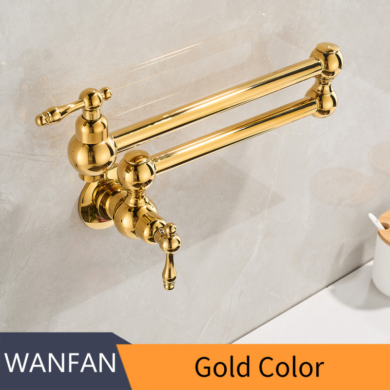 Robinet de bucătărie din cupru, montat pe perete, design pliabil, apă rece, rotație la 360°, cartuș ceramic, diametrul șeii ventilului 25 mm