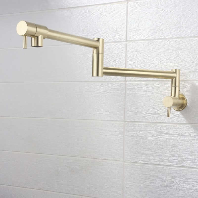 Robinet bucătărie încastratat în perete, oțel inoxidabil, rotativ cu deschidere dublă, montaj pe perete, cartuș ceramic, diametrul șa 1/2"