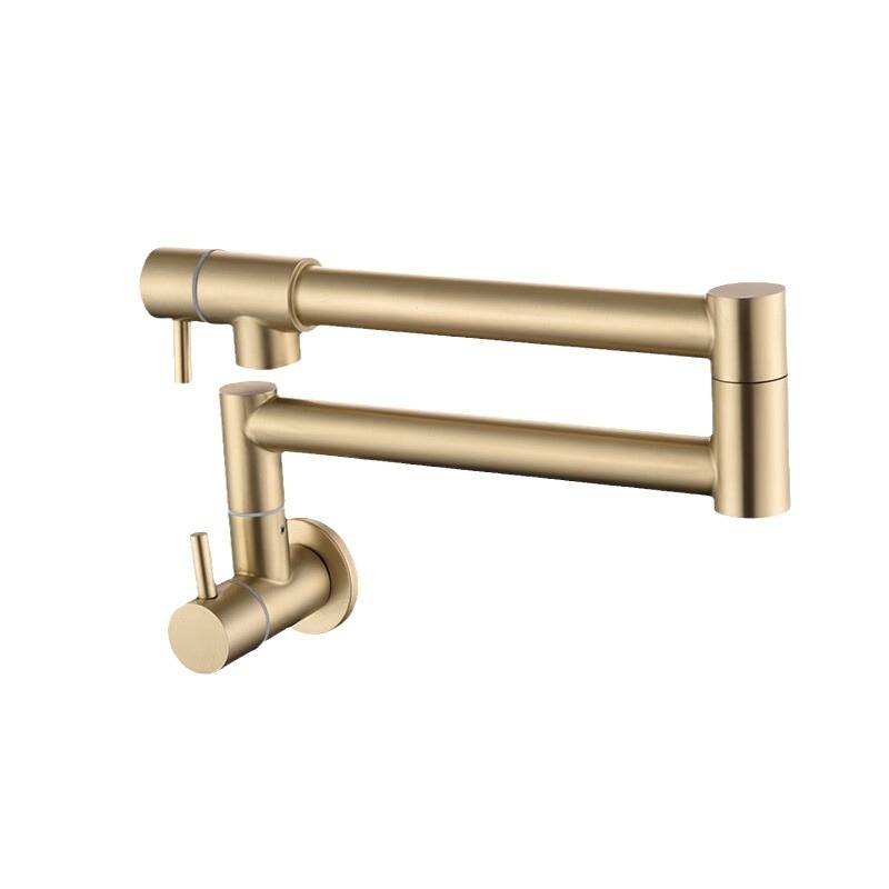 Robinet bucătărie încastratat în perete, oțel inoxidabil, rotativ cu deschidere dublă, montaj pe perete, cartuș ceramic, diametrul șa 1/2"