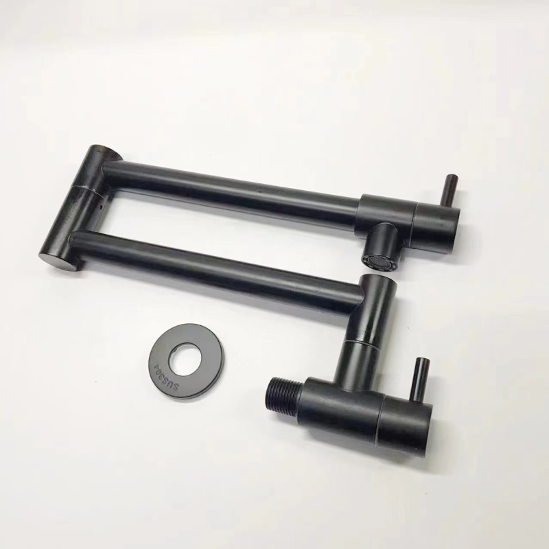 Robinet bucătărie încastratat în perete, oțel inoxidabil, rotativ cu deschidere dublă, montaj pe perete, cartuș ceramic, diametrul șa 1/2"