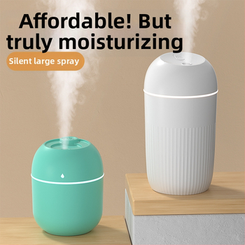 USB захранван овлажнител за бюро и дом, безшумен, преносим, колонен дизайн; 1 изход за мъгла, таймер 2–8 ч, подходящ за помещения до 10 м²