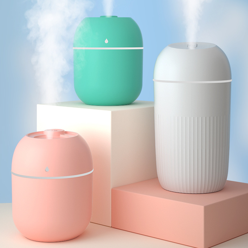 USB захранван овлажнител за бюро и дом, безшумен, преносим, колонен дизайн; 1 изход за мъгла, таймер 2–8 ч, подходящ за помещения до 10 м²