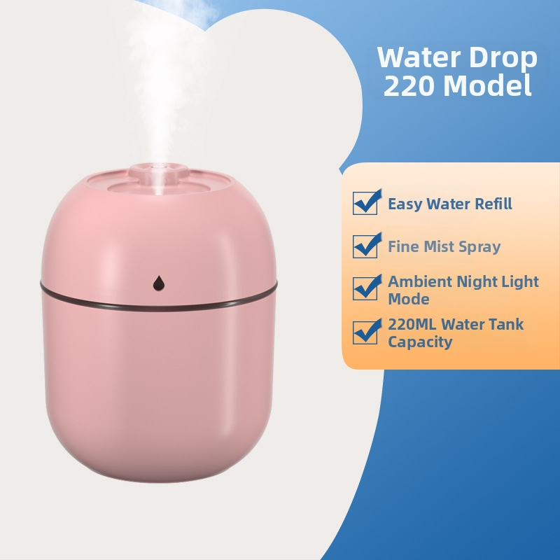 USB захранван овлажнител за бюро и дом, безшумен, преносим, колонен дизайн; 1 изход за мъгла, таймер 2–8 ч, подходящ за помещения до 10 м²
