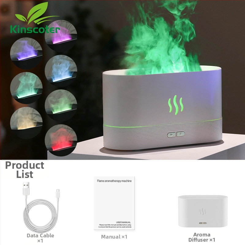 Овлажнител с проекция на пламък за ароматерапия, модел DQ-701, подходящ за помещения в малки стаи, резервоар 0.5–1 л, повече от 3 изхода на мъгла, механично управление