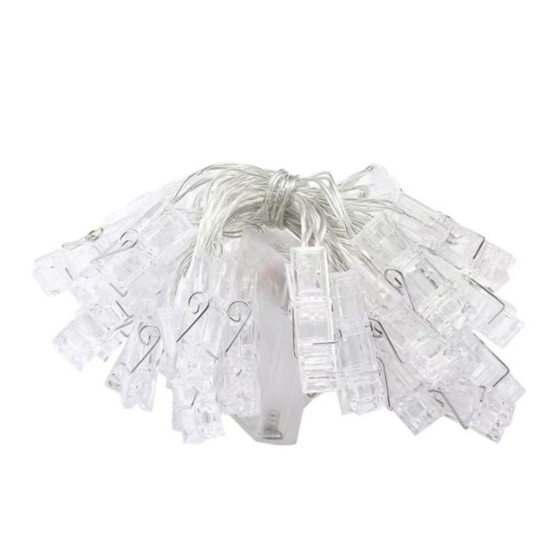 LED klipsidega valgustring, tähekujuline, 10–40 LED, 3000K, IP65, patareidega toidetud