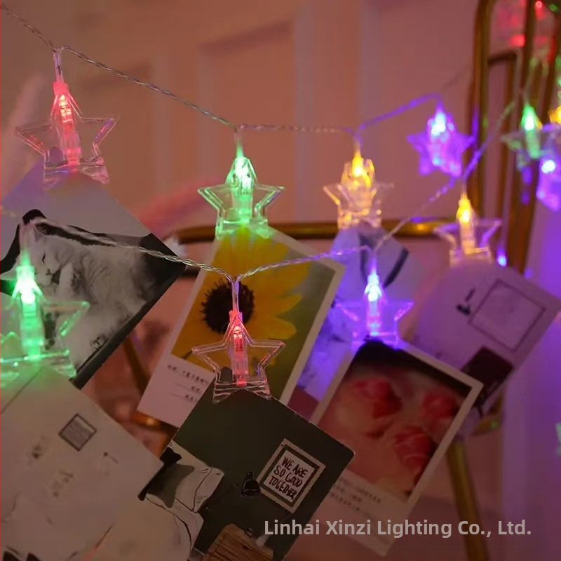 LED klipsidega valgustring, tähekujuline, 10–40 LED, 3000K, IP65, patareidega toidetud