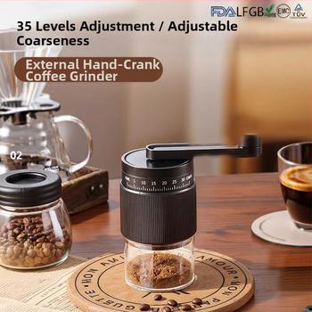 Χειροκίνητος μύλος καφέ για οικιακή χρήση – μοντέρνος μινιμαλιστικός σχεδιασμός, δυνατότητα προσαρμογής της επεξεργασίας κόκκων