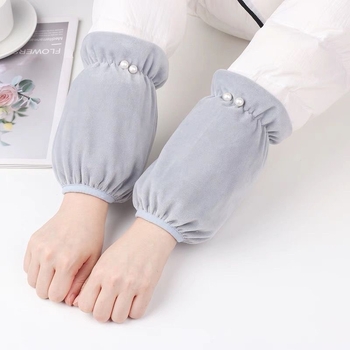 Женски ръкав за зимата — двойна перлена украса, фланелен материал, антизамърсяващо покритие, обработка с tie-dye, издание есен 2024