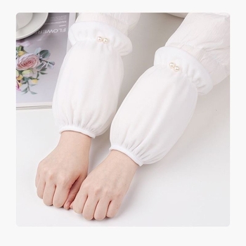 Женски ръкав за зимата — двойна перлена украса, фланелен материал, антизамърсяващо покритие, обработка с tie-dye, издание есен 2024