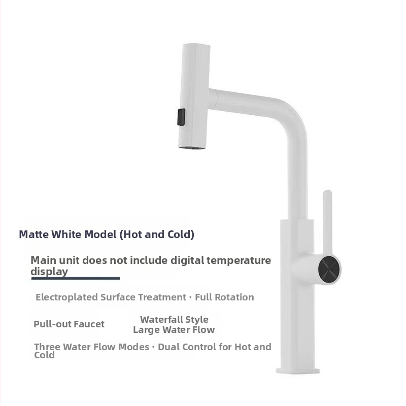 Robinet de bucătărie cu duș retractabil, din oțel inoxidabil, cartuș ceramic, 1.6 MPa, 0–90°C