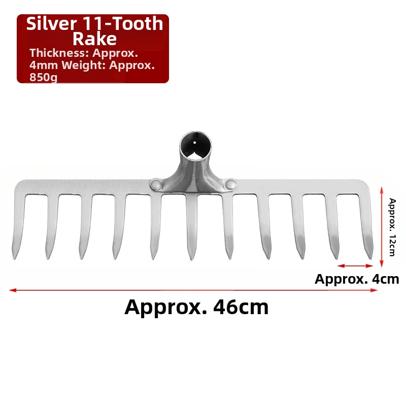 Ράκα εννιά δοντιών με ξύλινο κοντάρι, μαγανίου χάλυβας, πολυδόντια για γεωργία και κήπους