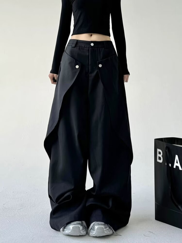 Pantaloni femei drepti – talie înaltă, amestec poliester (70–80% și 30–50%), lungi casual, stil urban elegant, Primăvara 2024