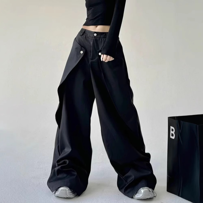 Pantaloni femei drepti – talie înaltă, amestec poliester (70–80% și 30–50%), lungi casual, stil urban elegant, Primăvara 2024