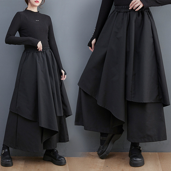 Γυναικείος βαμβακερός cropped παντελόνια με ακανόνιστο πολύτμητό σχέδιο πάνελ, πολλαπλών στρώσεων στυλ, Άνοιξη 2023