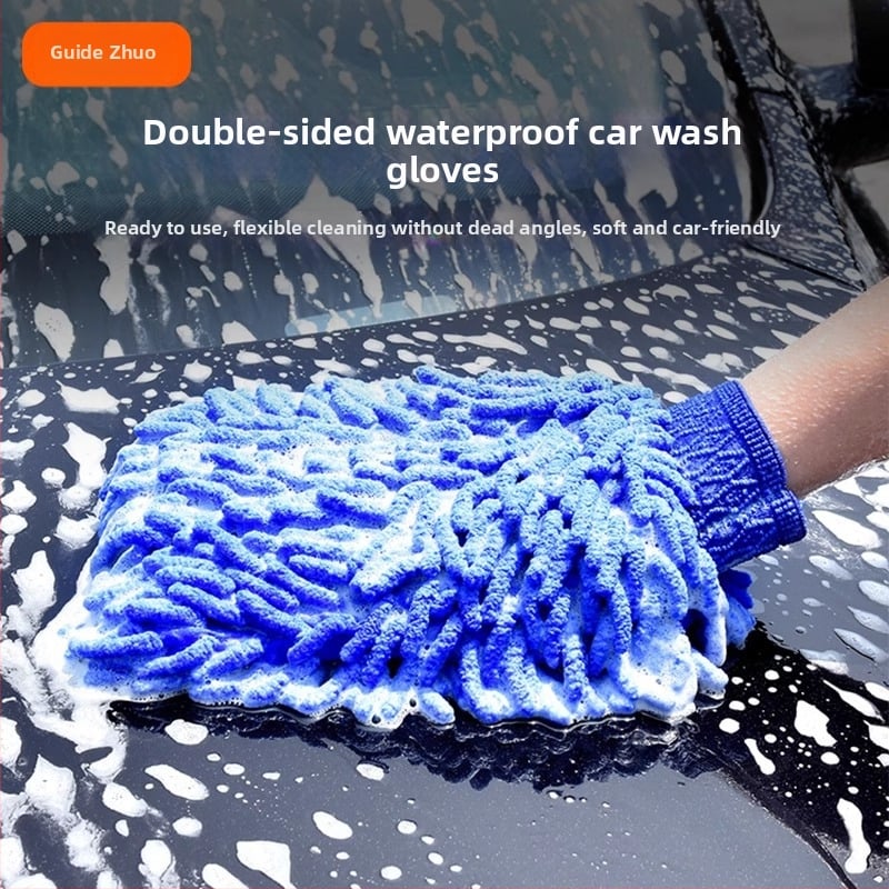 Auto mazgāšanas cimdi ar pūkstošu chenille un korāla fleece, ūdensnecaurlaidīgi, 120 g