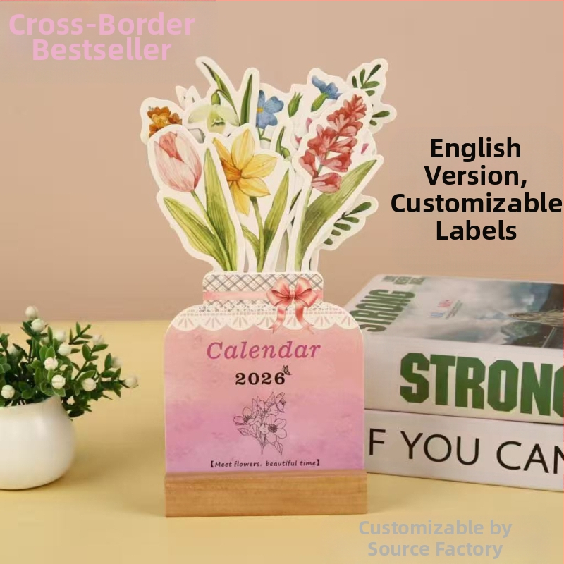 Ημερολόγιο γραφείου με ξύλινο πλαίσιο, γλυκό δημιουργικό μικρό ημερολόγιο, σκληρή βιβλιοδεσία, εκτύπωση λογότυπου, περιλαμβάνεται πρότυπο σχεδίου