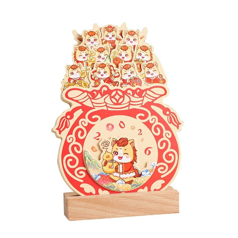 Ημερολόγιο γραφείου με ξύλινο πλαίσιο, γλυκό δημιουργικό μικρό ημερολόγιο, σκληρή βιβλιοδεσία, εκτύπωση λογότυπου, περιλαμβάνεται πρότυπο σχεδίου