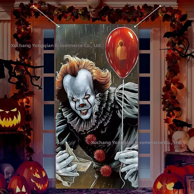 Qian Хелоуин завеса за врата за парти декор, полиестер, реквизит за оформление на площадка, IP лиценз