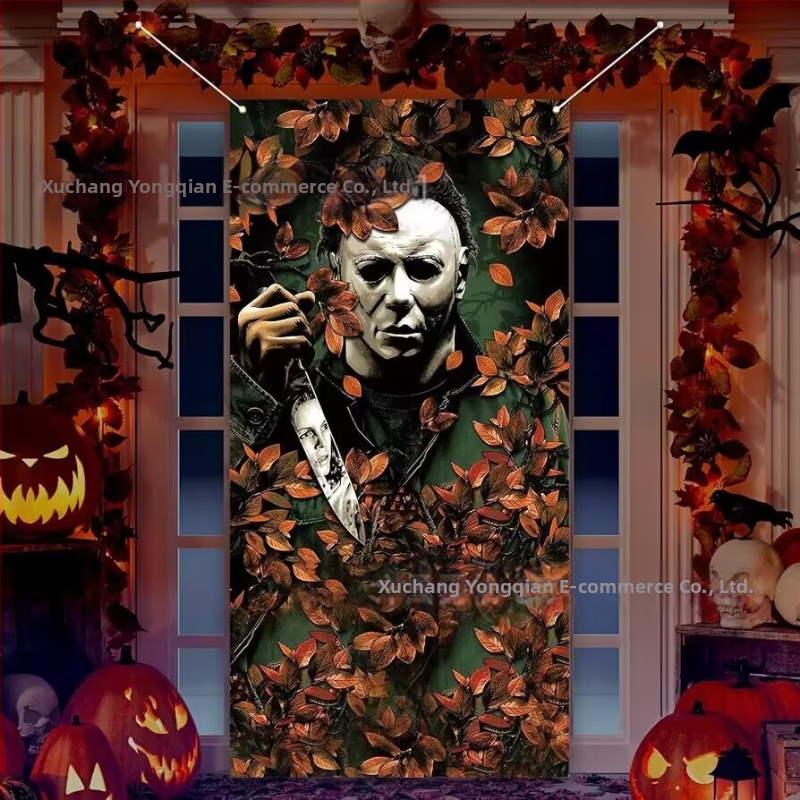 Qian Хелоуин завеса за врата за парти декор, полиестер, реквизит за оформление на площадка, IP лиценз