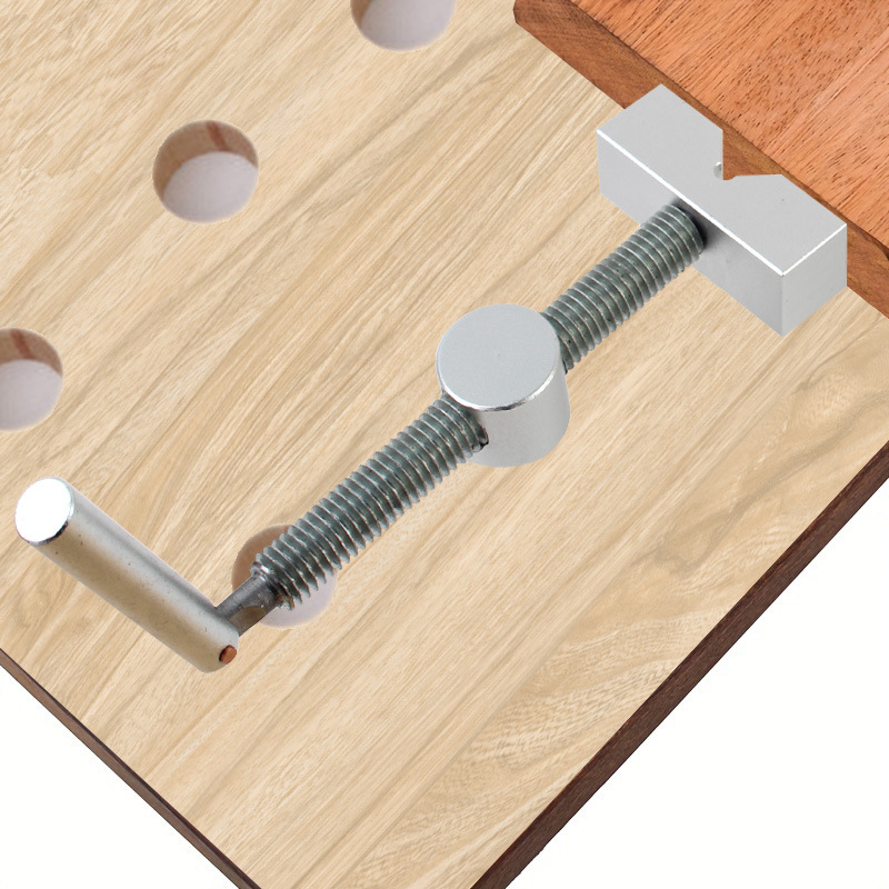 Алуминиев дърводелски настолен кламп със стоп за dog hole – комплект за бърз захват за работна маса (1 бр.)