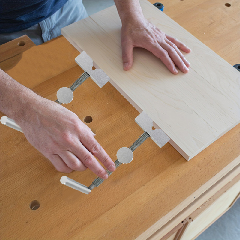 Алуминиев дърводелски настолен кламп със стоп за dog hole – комплект за бърз захват за работна маса (1 бр.)